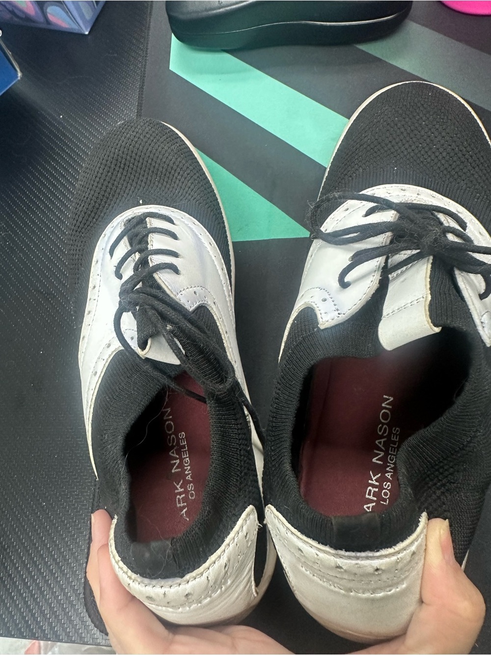 Mark Nason Black and White Lace-Up Sneakers
